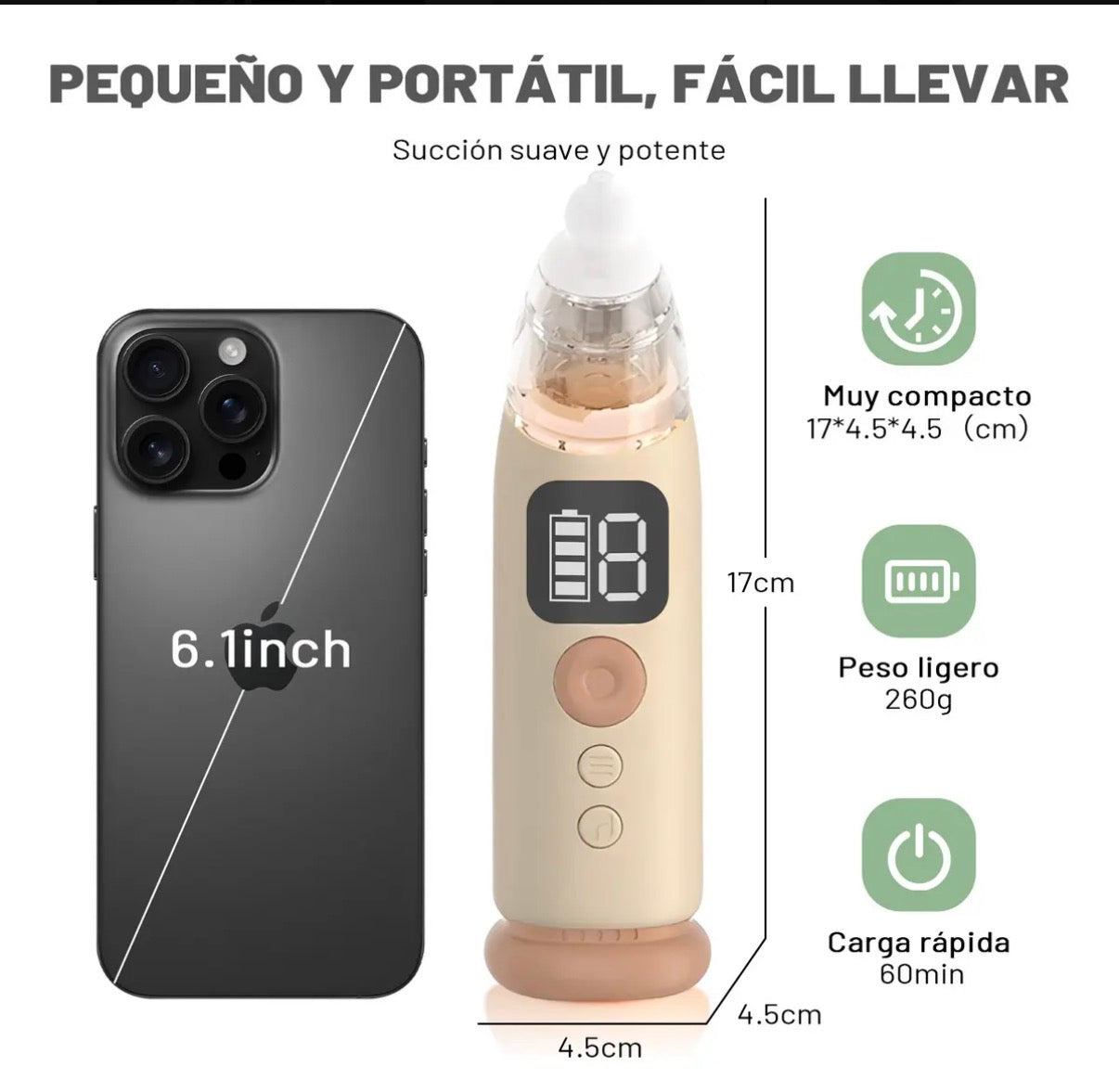 Aspirador Nasal Eléctrico para Bebé Recargable