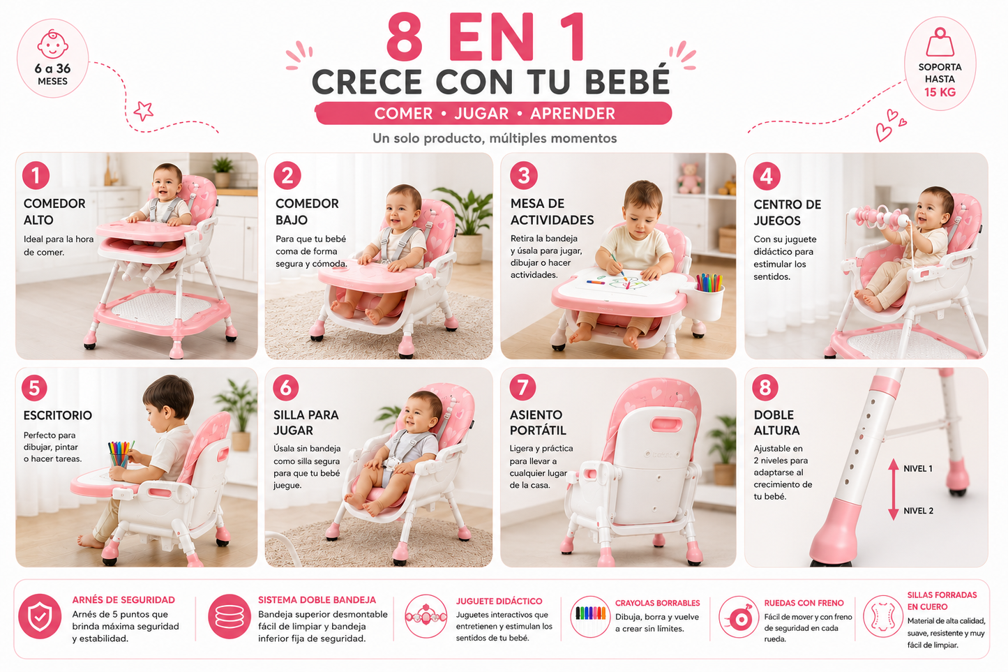 Comedor Multifuncional 8 en 1 Estampado Para Bebe|Tipo Escritorio