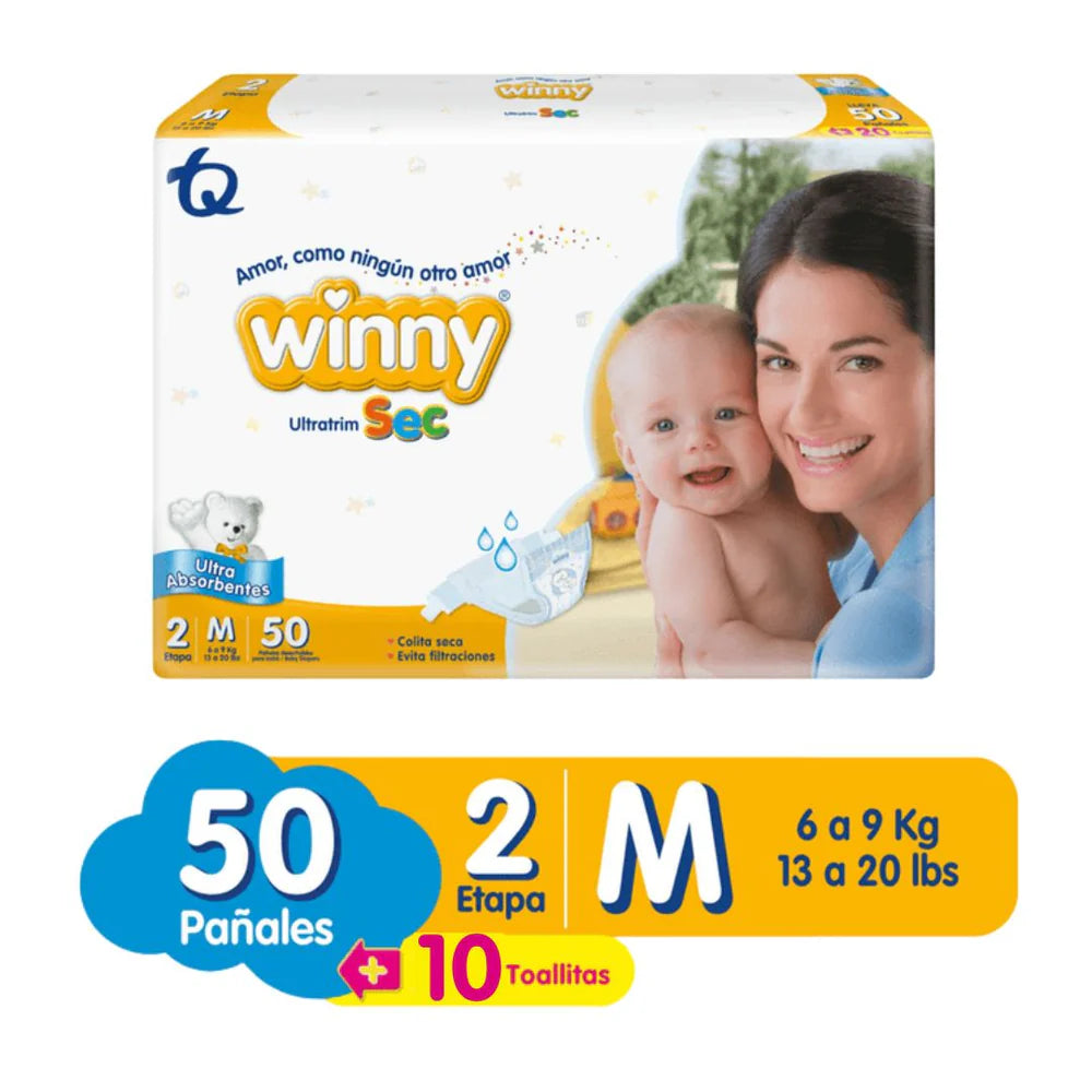 Pañal Winny Ultratrim Sec Etapa 2 x 50 unidades