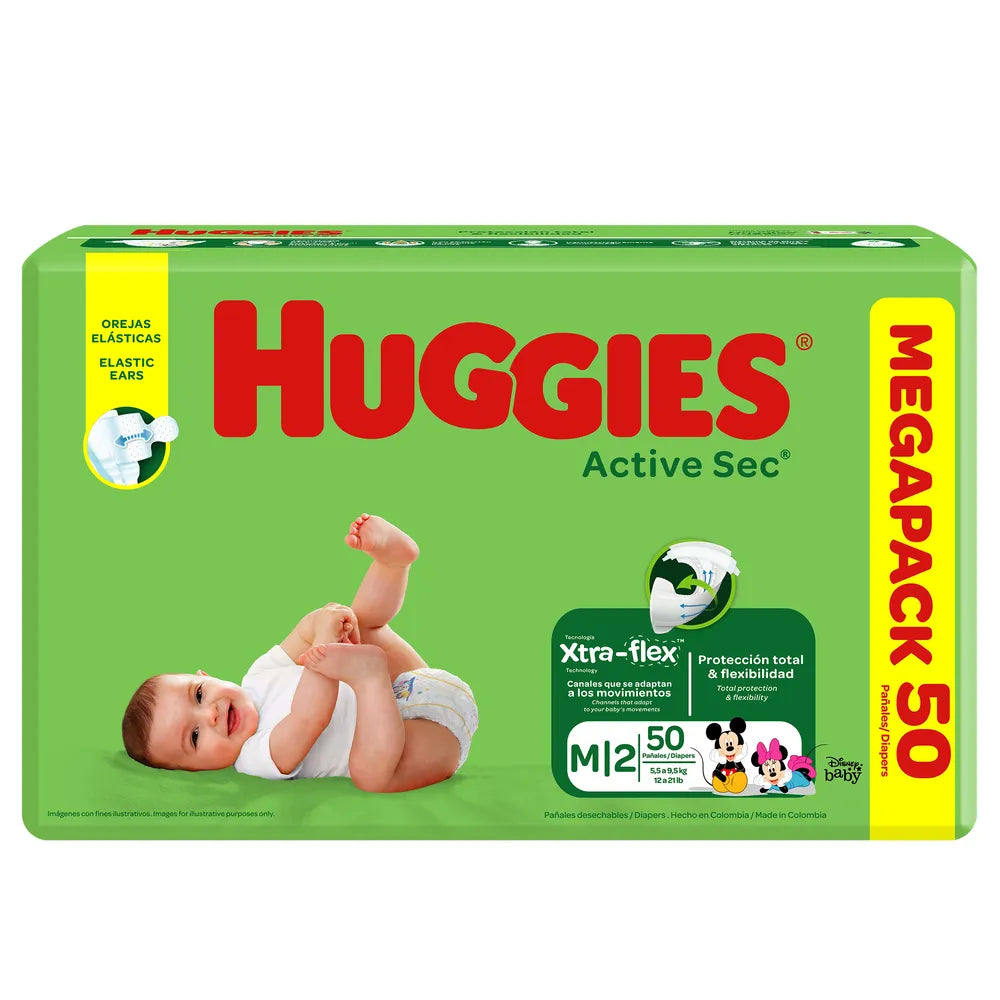Pañal Huggies Active Sec Etapa 2 x 50 unidades