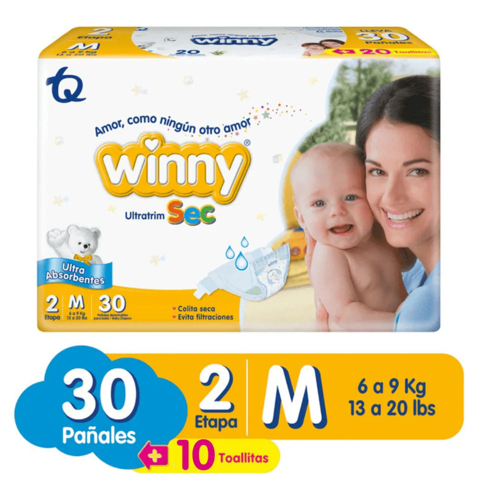 Pañal Winny Ultratrim Sec Etapa 2 x 30 unidades