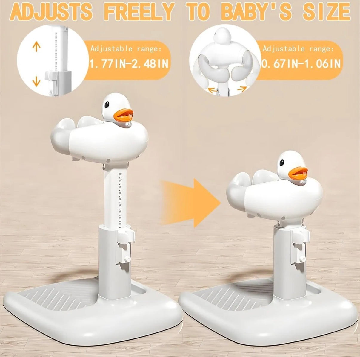 Soporte para ducha de bebé, soporte de baño para bebé altura ajustable con Base antideslizante y juguete pato, manos libres para madres