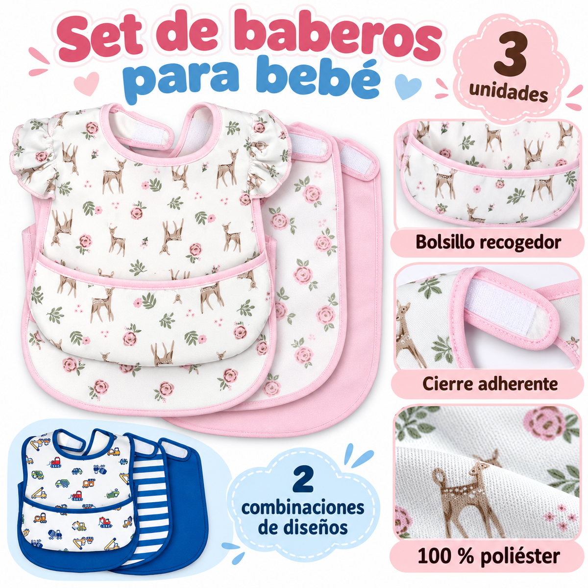 Set de 3 Baberos para Bebé