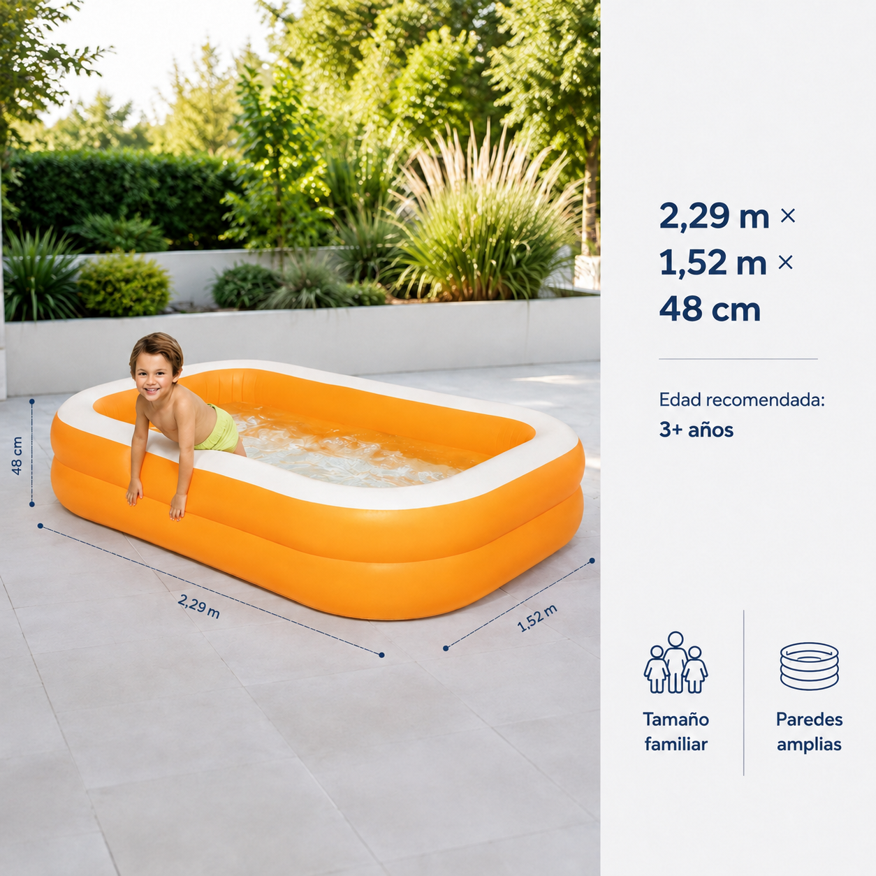 Piscina Familiar Rectangular Naranja Intex 2.29 Metros x 1.52 Metros