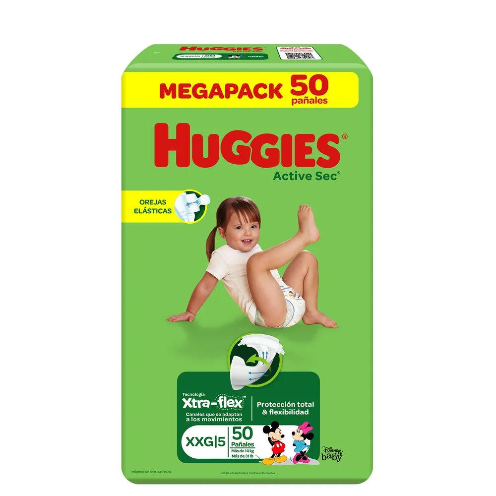 Pañal Huggies Active Sec Etapa 5 x 50 unidades