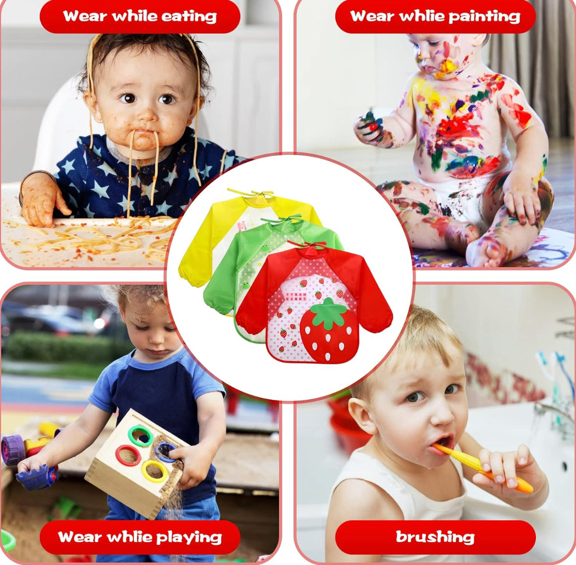 Babero Delantal Con Mangas Impermeable