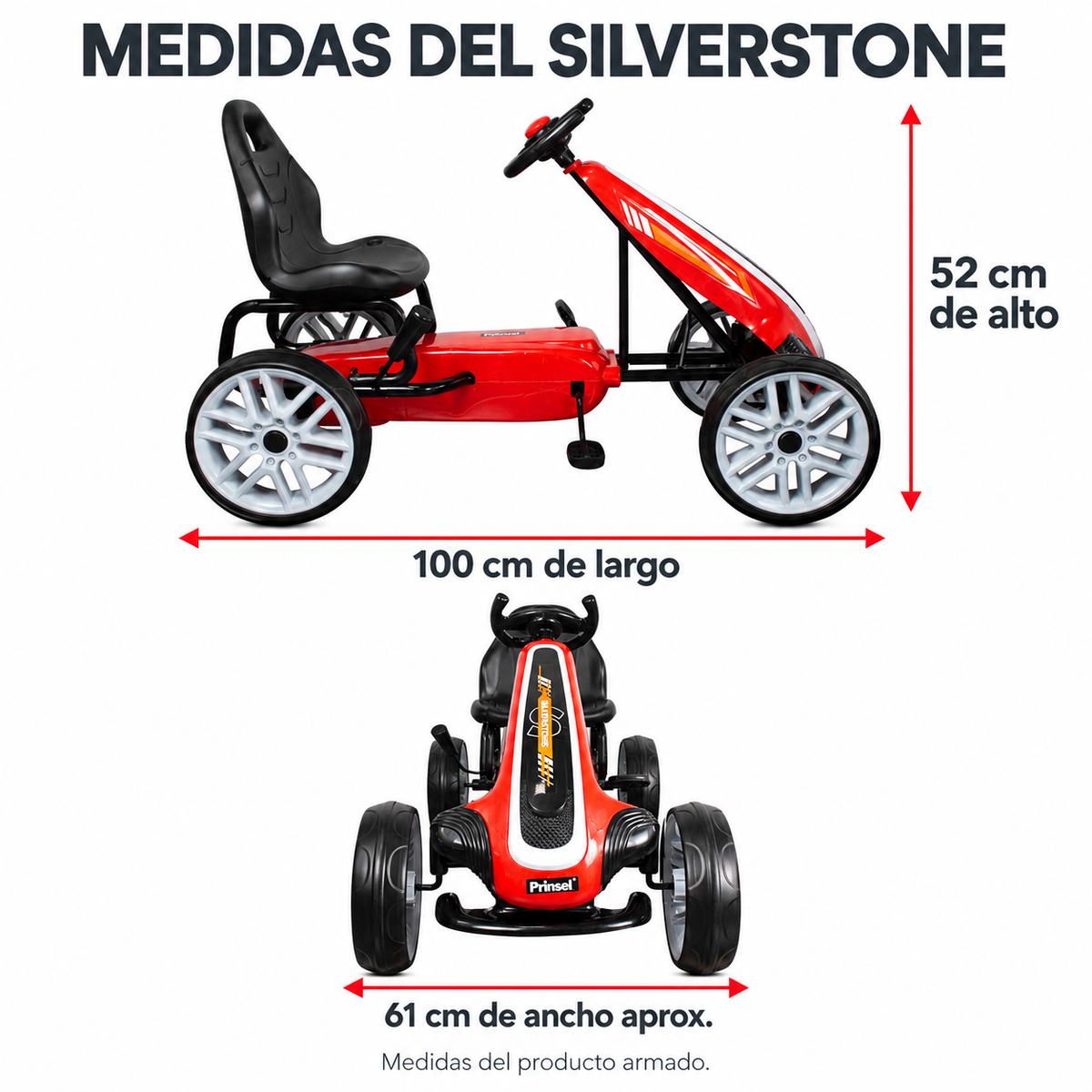 Go Kart De Pedales Silverstone Prinsel Rojo