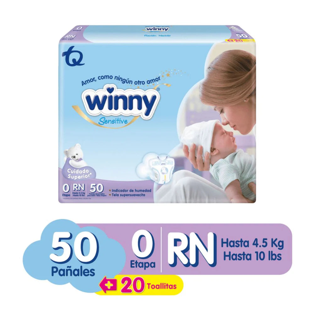Pañal Winny Sensitive Etapa 0 x 50 unidades