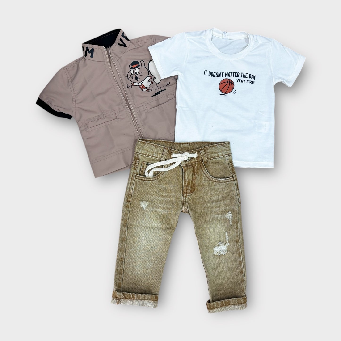Conjunto 3 Piezas Rompe Vientos Beige
