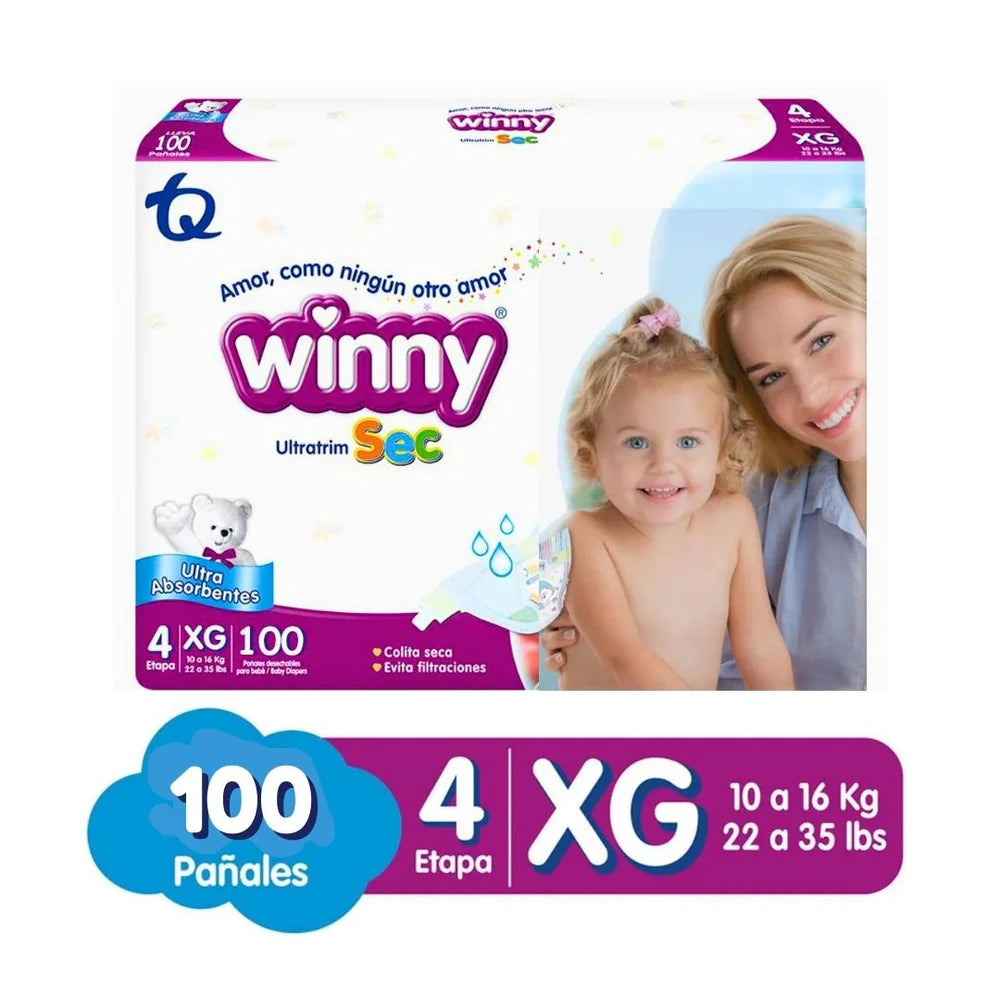 Pañal Winny Ultratrim Sec Etapa 4 x 100 unidades