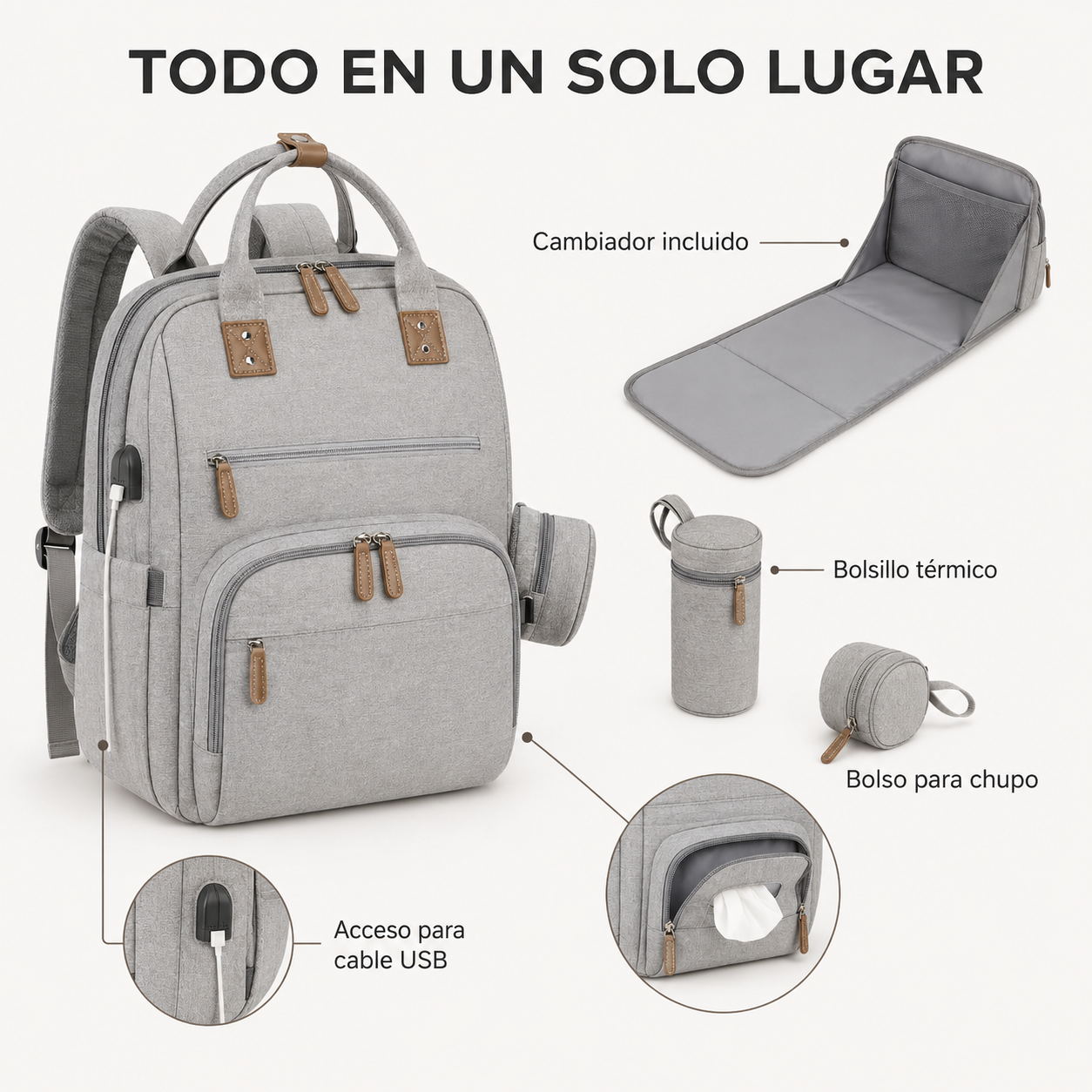 Pañalera Multifuncional con Cambiador SHT709