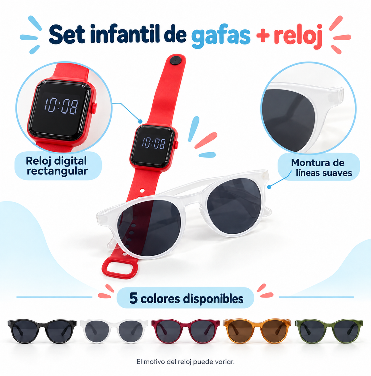 Set infantil de gafas + reloj digital