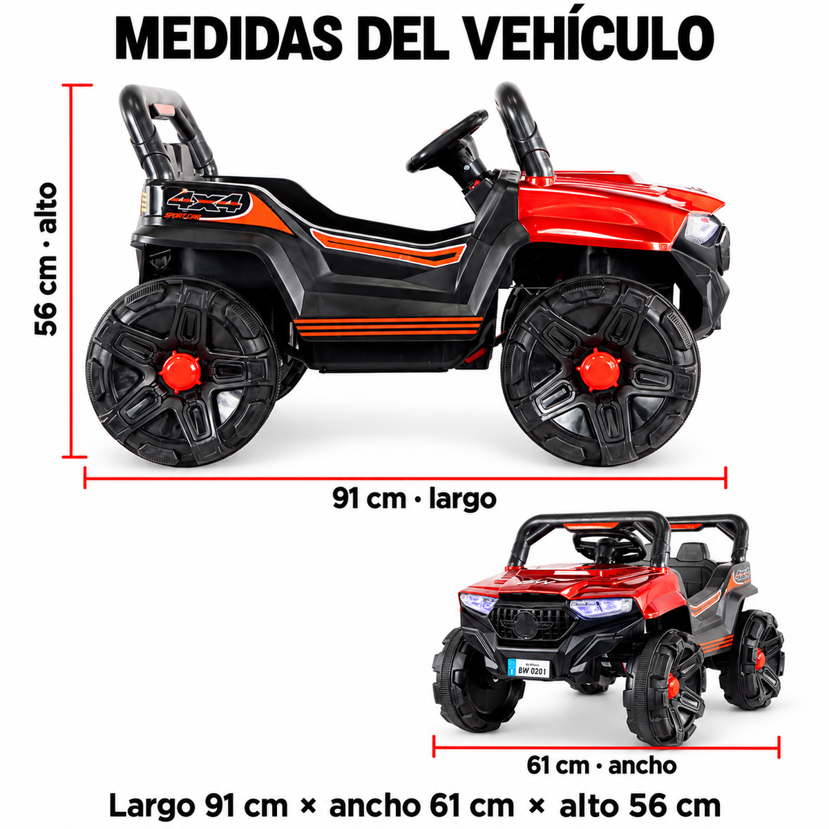 Carro Electrico Sahara Lx 12 V Con Control Remoto Rojo Marca Prinsel