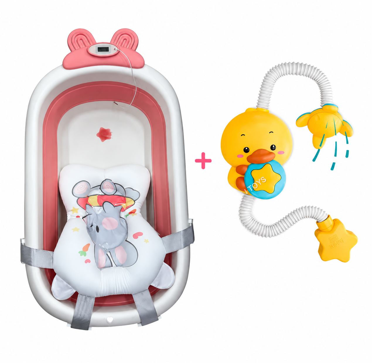 🛁 Combo Tina de Baño para Bebé + Ducha de Patito