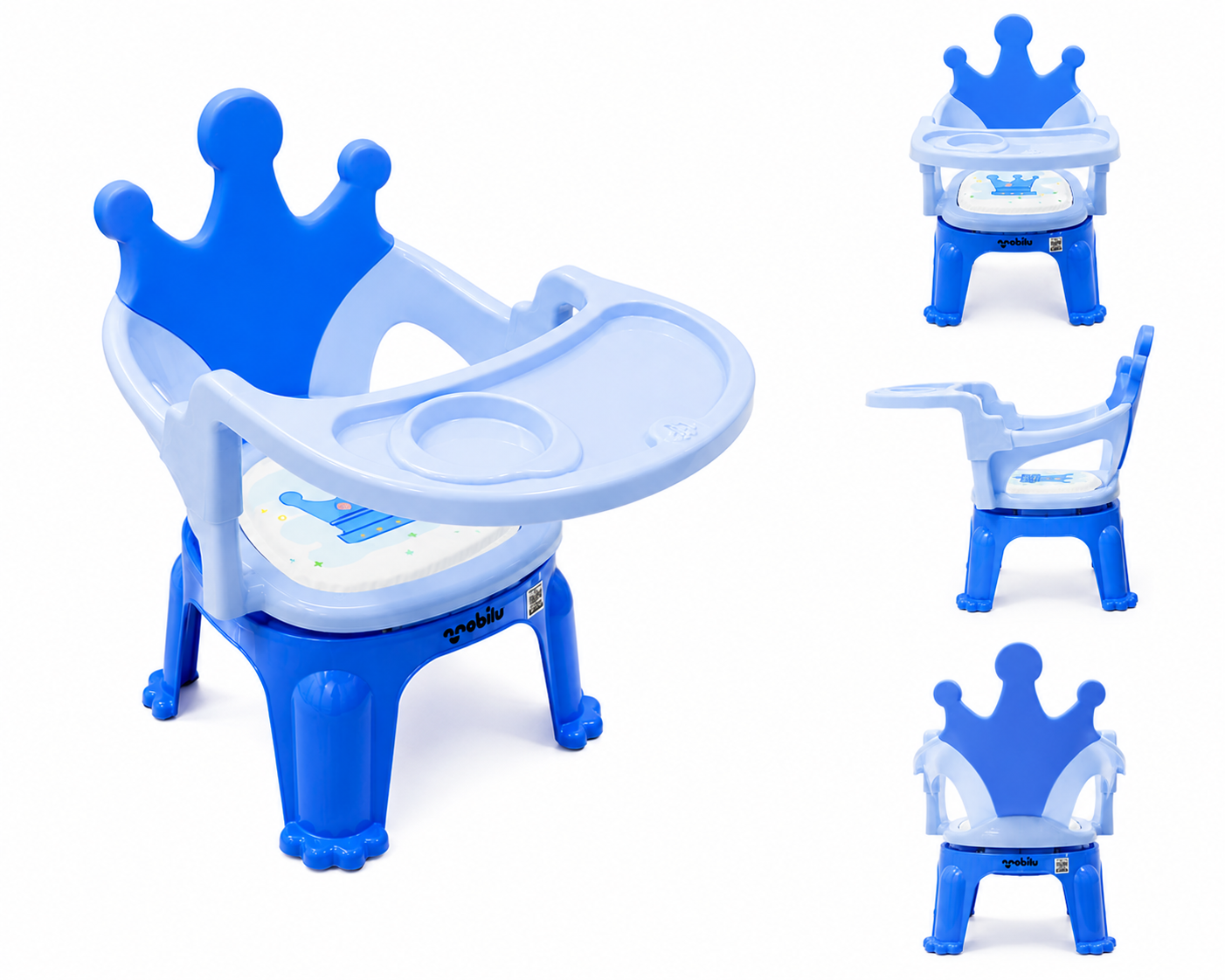 Silla Comedor Infantil con Bandeja Desmontable – Diseño Corona