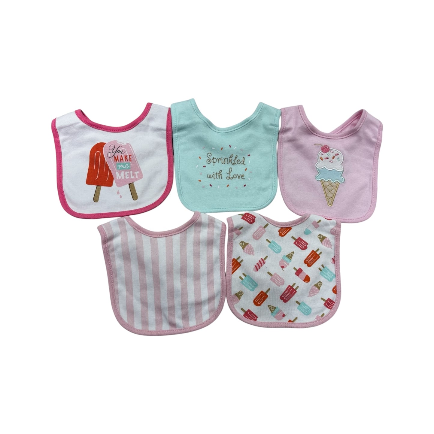 Baberos X 5 Unidades Con Botón Niña