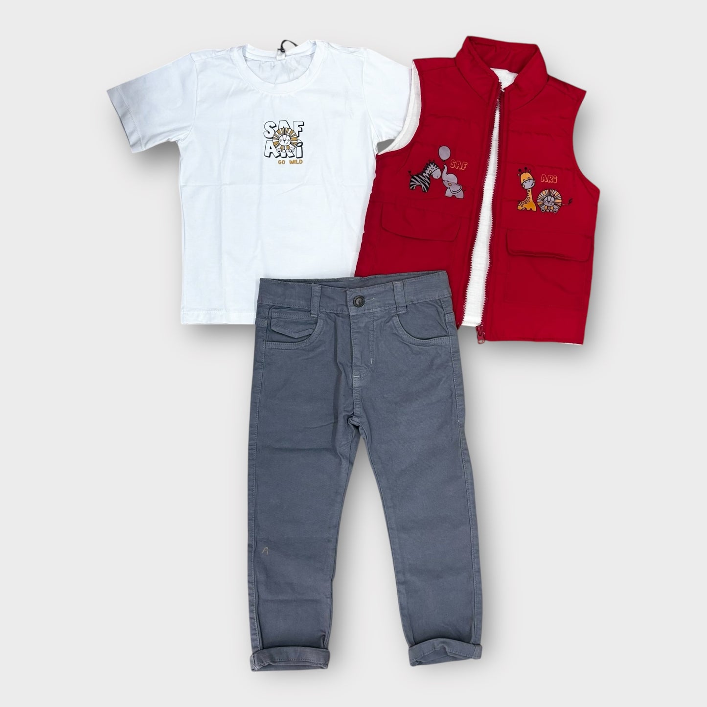 Conjunto 3 Piezas Chaleco Rojo