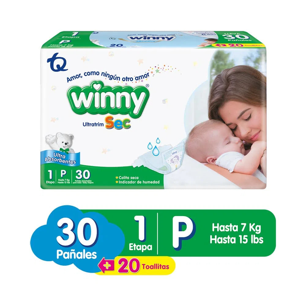 Pañal Winny Ultratrim Sec Etapa 1 x 30 unidades