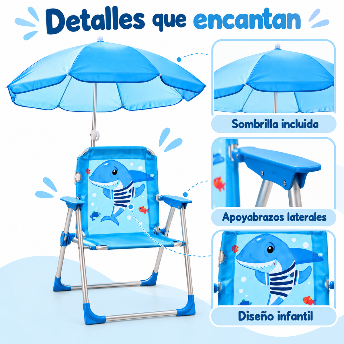 Silla Infantil Plegable con Sombrilla para Playa y Camping – 5 Diseños