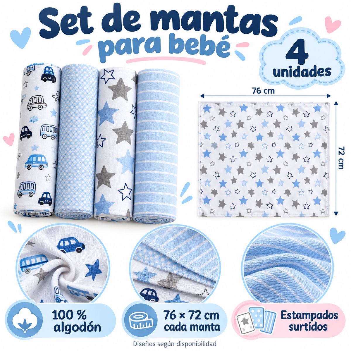 Set de 4 Muselinas para Bebé