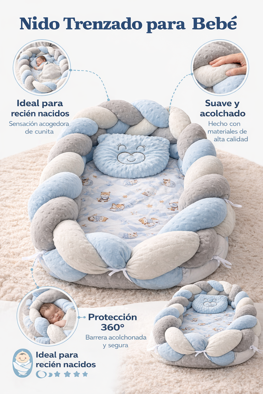Nido Trenzado Antireflujo Para Bebe