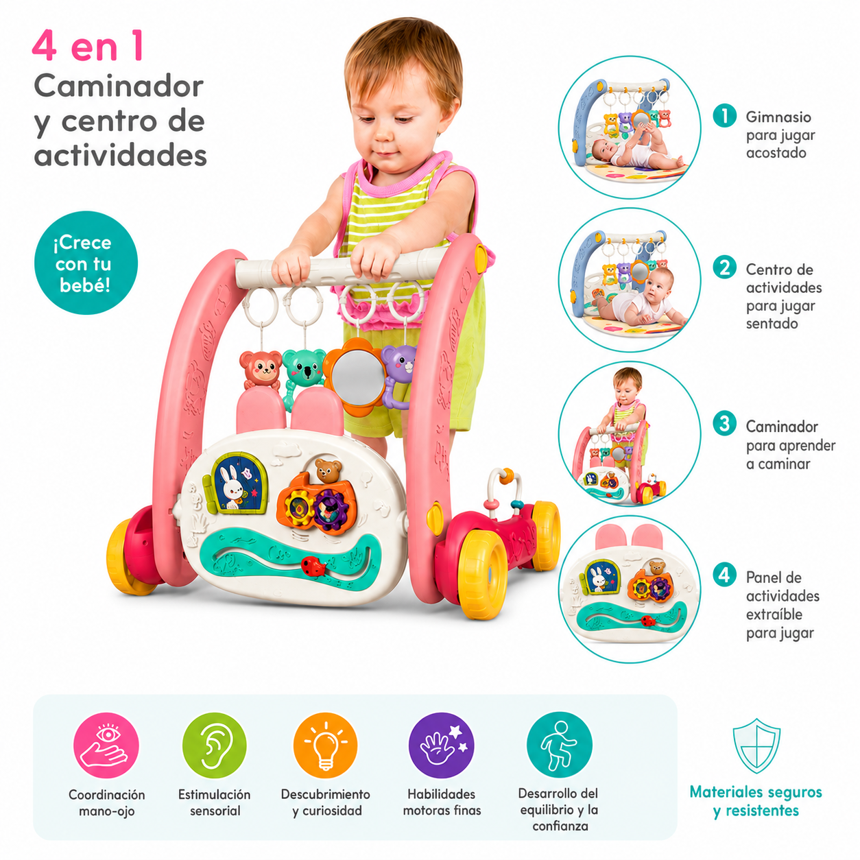 Andador/Gimnasio de Actividades Musical 3 en 1 para Bebés