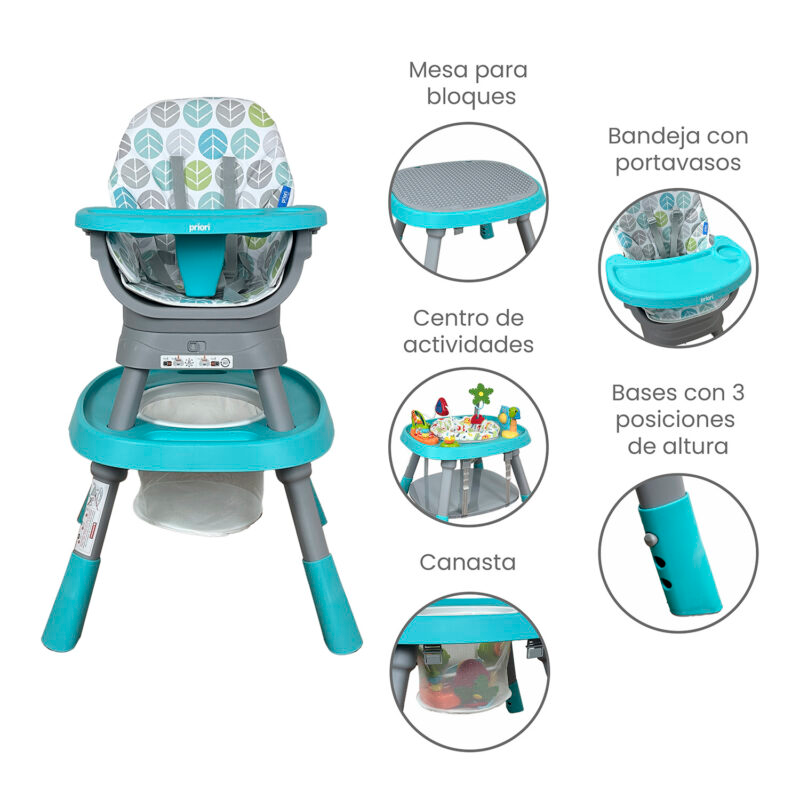 Silla Comedor Bebé 12 En 1 Con Giro 360 Yae De Priori