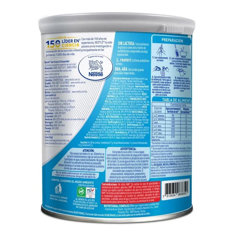 Fórmula Leche Nan Sin Lactosa x 400 Gramos