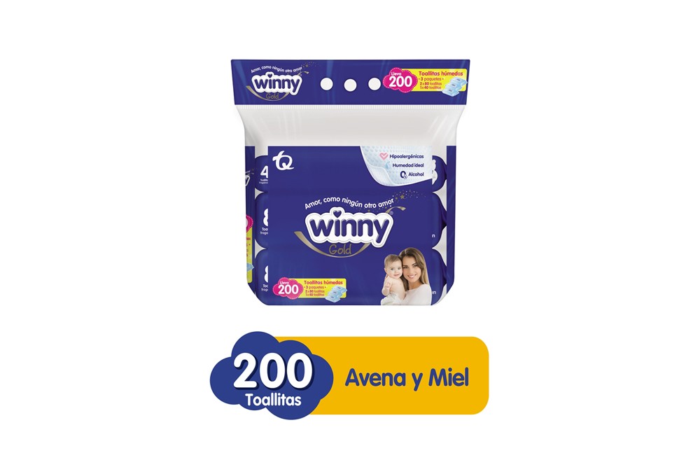 Toallitas Humedas Winny Avena y Miel x 200 Unidades