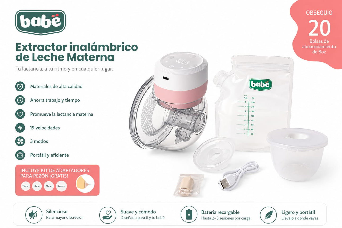 Extractor De Leche Manos Libres Babe