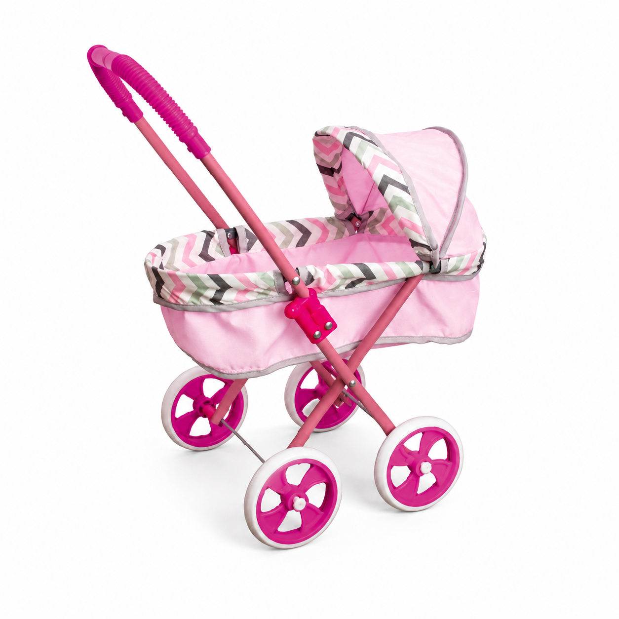 Coche Moisés para Muñecas Rosado con Capota Mini