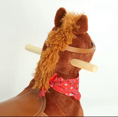 Caballo Mecedor De Peluche Con Base En Madera y Sonidos