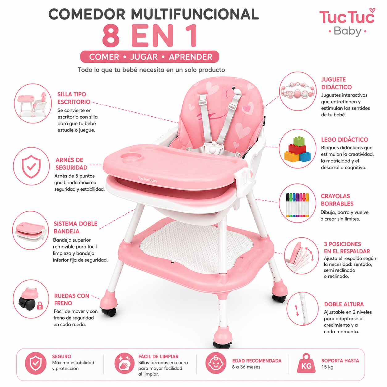 Comedor Multifuncional 8 en 1 Estampado Para Bebe|Tipo Escritorio