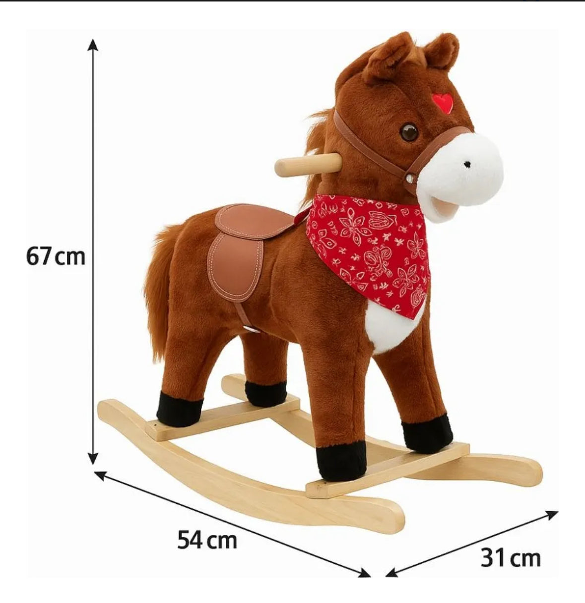 Caballo Mecedor De Peluche Con Base En Madera y Sonidos