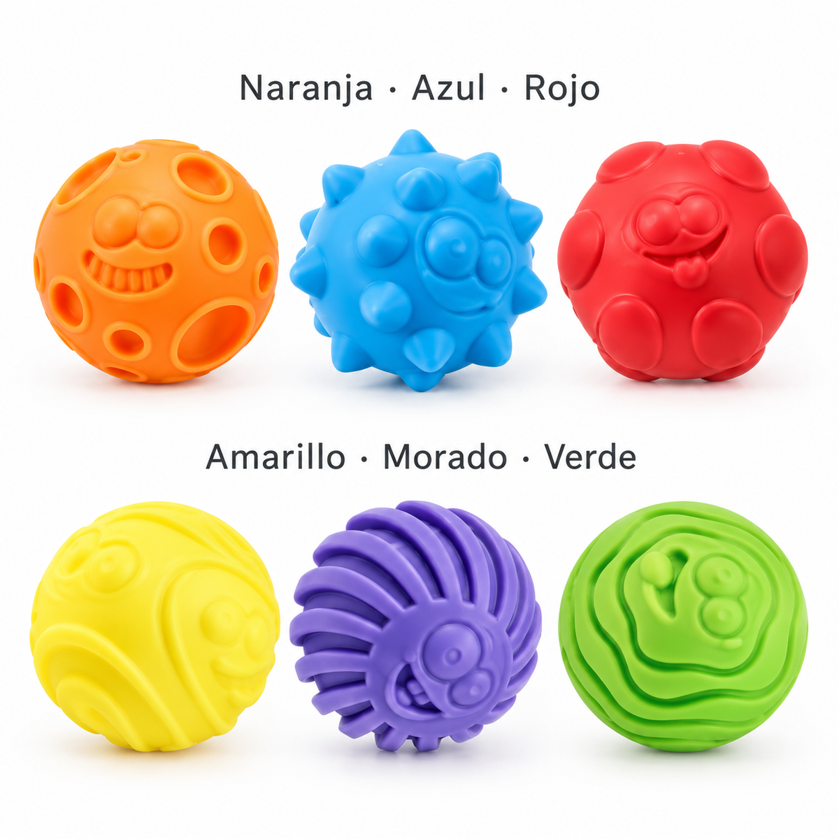 🌈 Set de 3 pelotas texturizadas de silicona