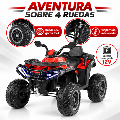 Cuatrimoto eléctrica Prinsel Warrior 12V roja con ruedas EVA