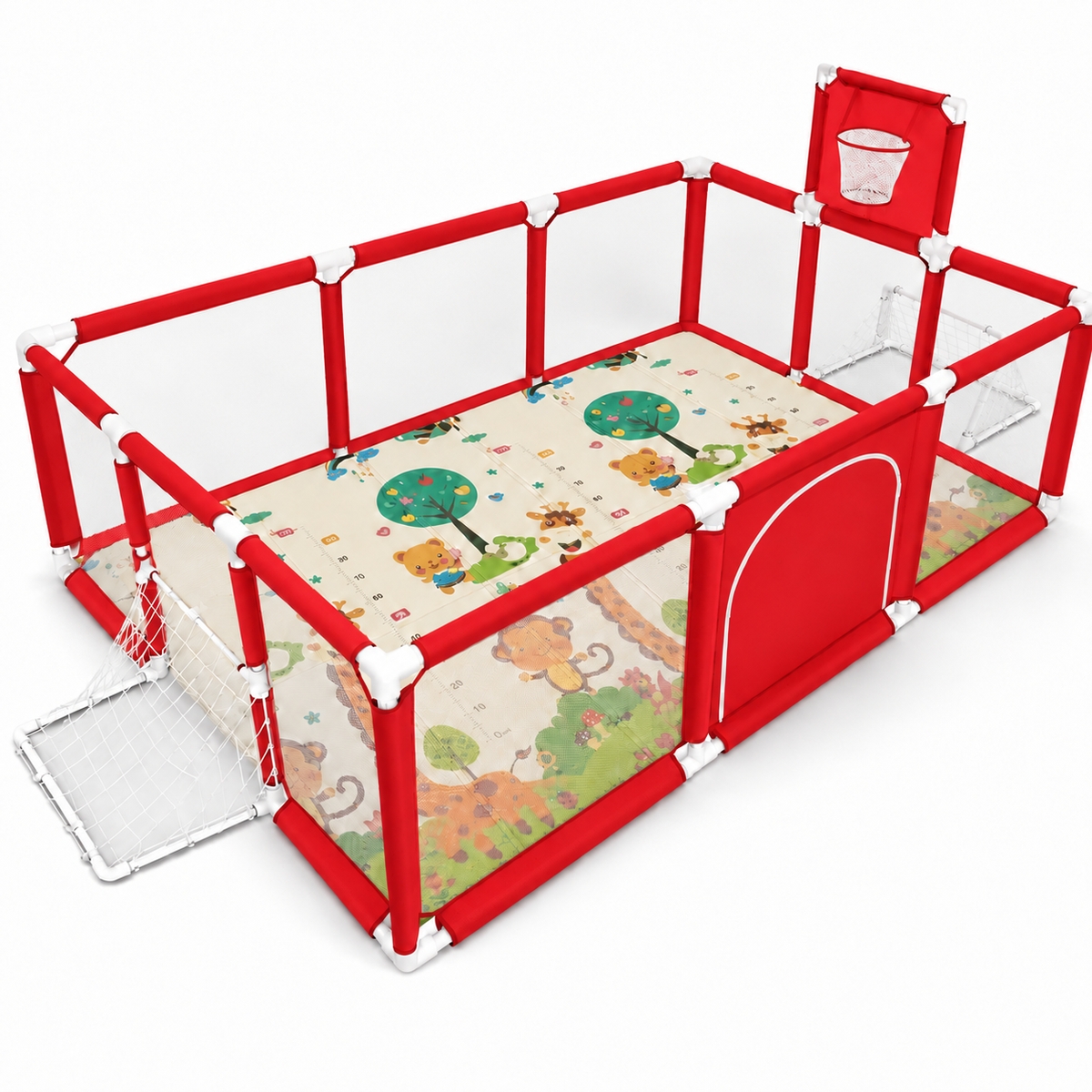 Corral de Juegos Premium 180x120 cm + Tapete Extra Grueso 1 cm + 30 Pelotas + Canasta