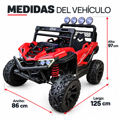 Carro eléctrico infantil Prinsel Distroyer 12V rojo con 4 motores y control Remoto De Dos Puestos