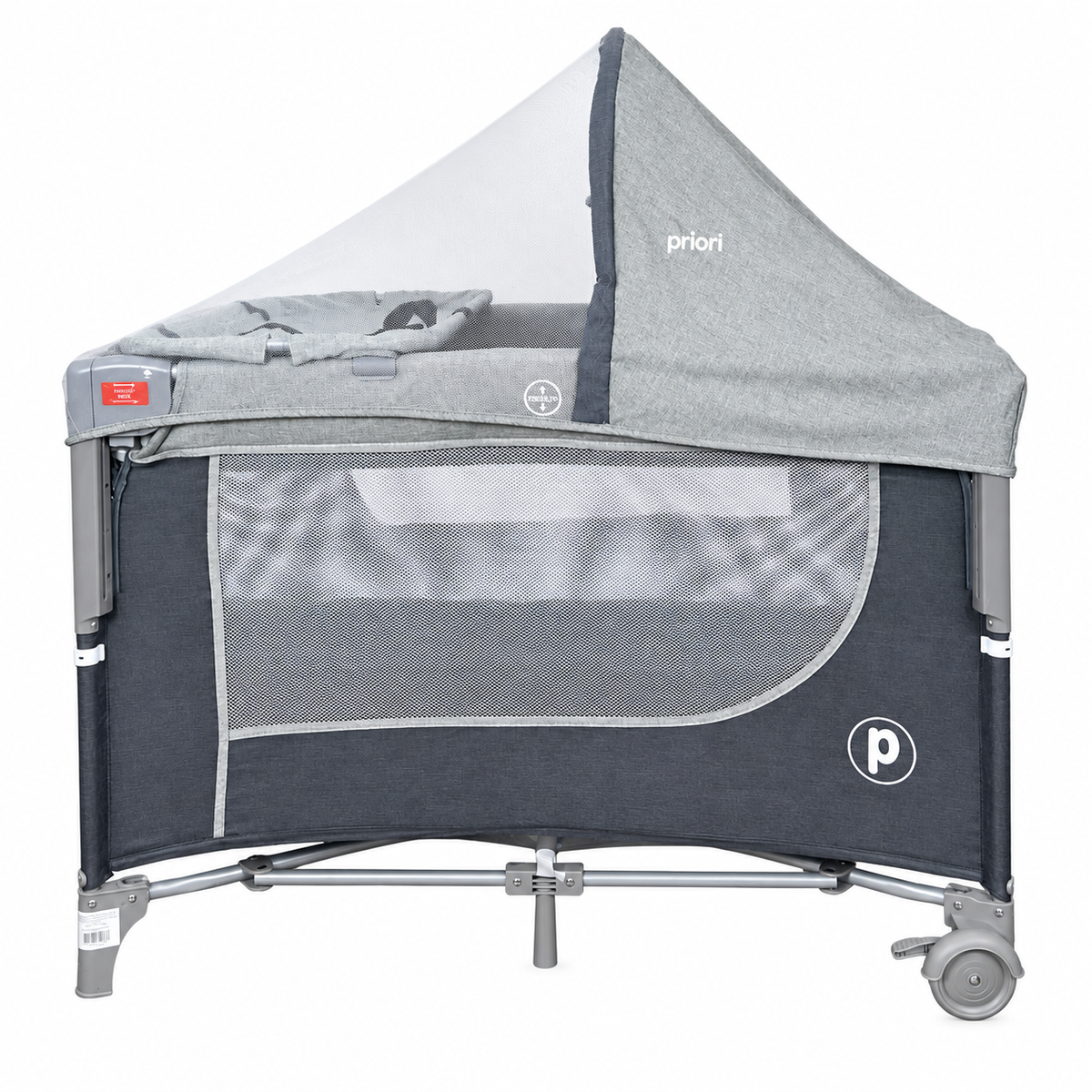 Cuna Corral Colecho Priori Madison  Plus Con Cambiador y Mosquitero Tela En Lino Premium