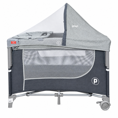 Cuna Corral Colecho Priori Madison  Plus Con Cambiador y Mosquitero Tela En Lino Premium