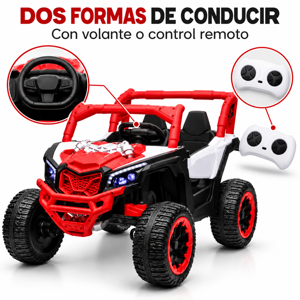 Carro Eléctrico Infantil CAN-AM 611 Para Dos Niños Con Control Remoto Con Llantas En Goma Y Asiento En Cuero