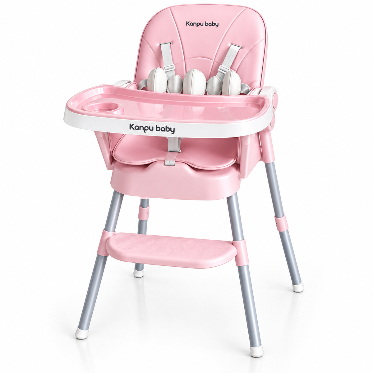 Comedor Para Bebe  Con Tela En Cuero y Doble Bandeja
