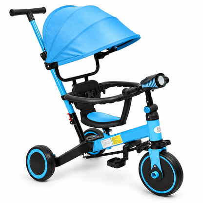 Bici Triciclo infantil 4 en 1 con capota y barra de empuje