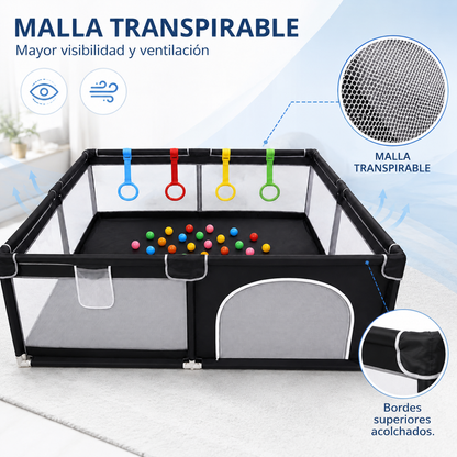 Corral de Juegos Grande 2,00 × 1,80 m con 30 Pelota y 4 Agarraderas