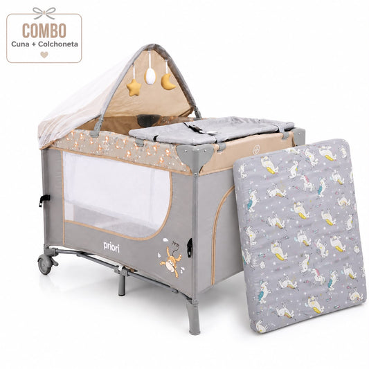 Combo Cuna Colecho Madison Priori Con Cambiador + Colchon Premium 60 × 90 × 10 cm