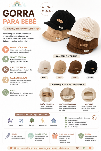 Gorra de Pana para Bebé – Suave, Cómoda y con Estilo