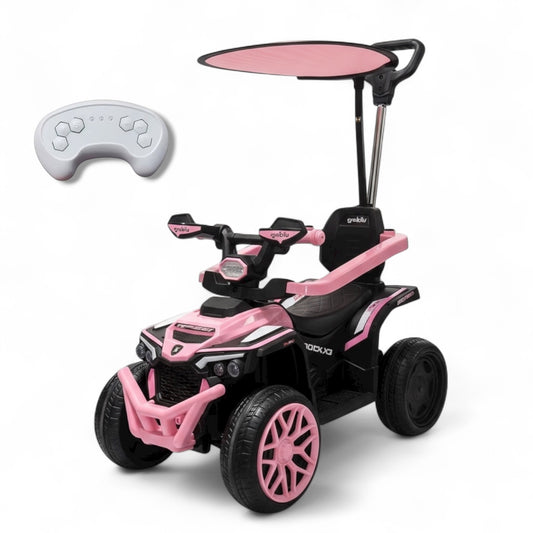 Carro Cuatrimoto Eléctrico Con Guía Dirigible, 1 Motor, Llantas En Goma, Control Remoto Recargable Con Dirección Ref 540