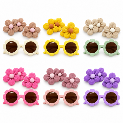 Set infantil de gafas florales + pinzas