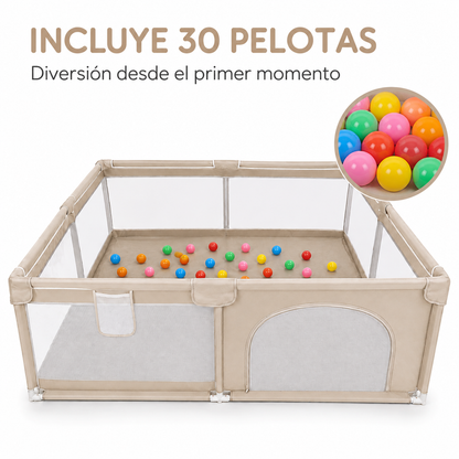 Corral de Juegos Grande 2,00 × 1,80 m con 30 Pelotas Bebesu
