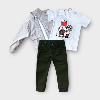 Conjunto 3 Piezas Chaqueta en Cuero